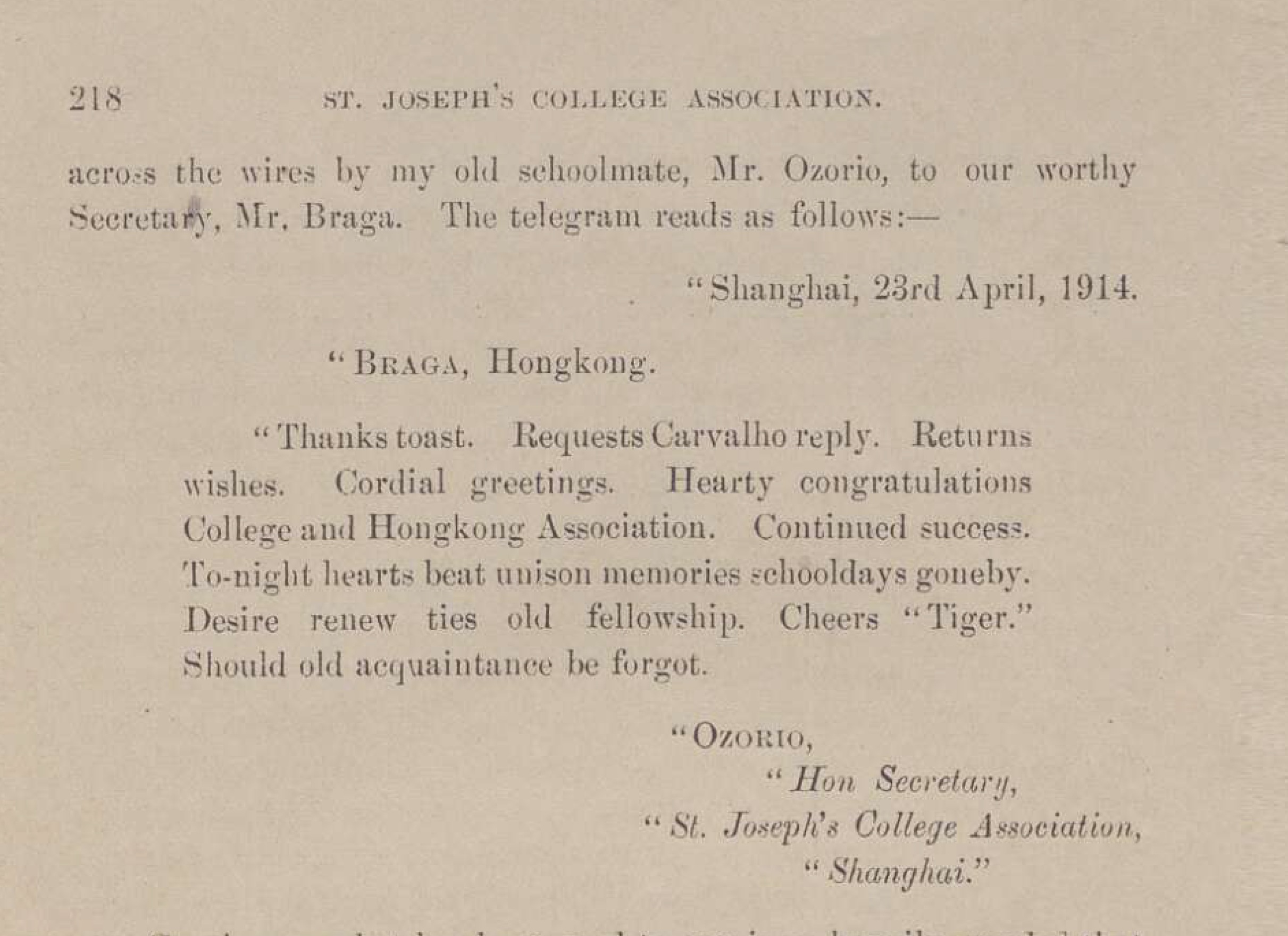 Exhibit #03 - Telegram from SJCOBA Shanghai